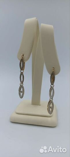 Золотые серьги с бриллиантами 583 пробы