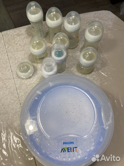 Стерилизатор philips avent + бутылочки и пустышки