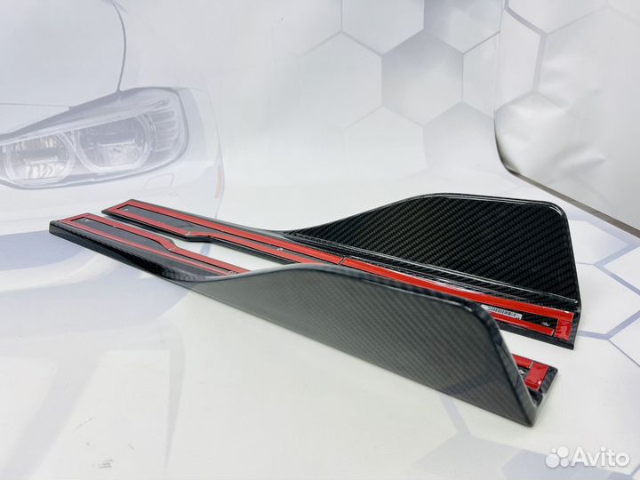 Мини лезвия на пороги BMW G16 Сухой карбон