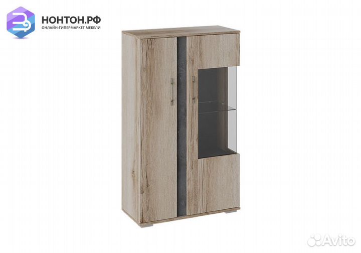 Витрина комбинированная Брайтон камень / дуб делан