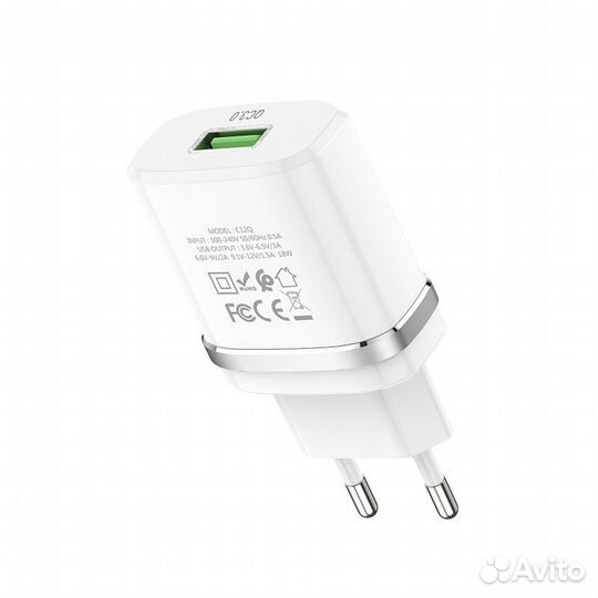Зарядное устройство hoco C12Q SMART USB, 3A, белый