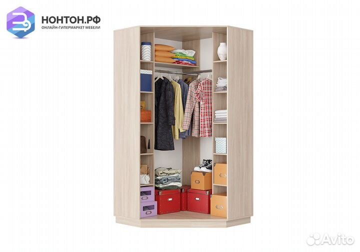 Шкаф-купе угловой двухдверный Нави ясень шимо свет