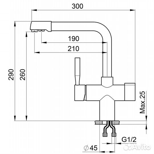 Смеситель для кухни point PN3104 светло-бежевый/хр