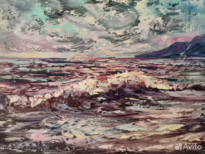 Картина морской пейзаж ночь луна Художник Свинар О