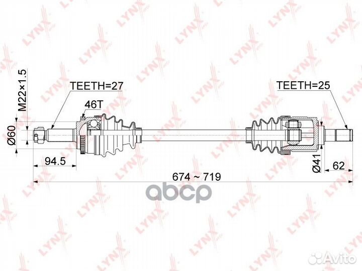 Привод в сборе лев.hyundai i30(FD) 1.4-1.6 MT 0