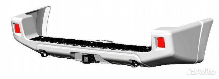 Силовой бампер задний с квадратом UAZ лифт, белый
