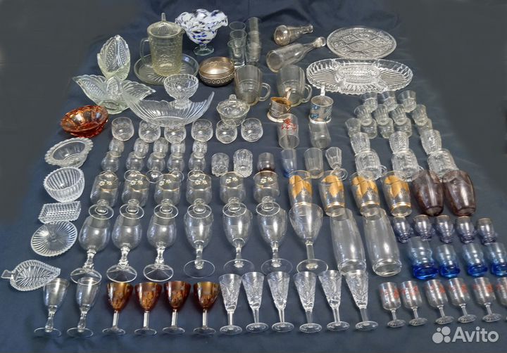 Рюмки Стопки Фужеры Хрусталь Стекло Резьба СССР