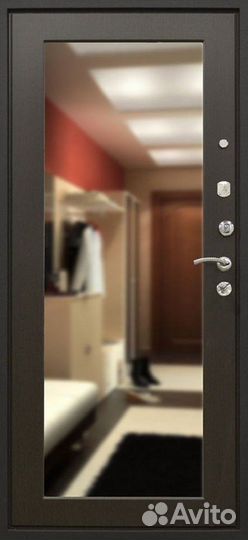 Входная дверь с зеркалом Гранит ультра М (венге)