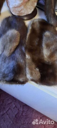 Шапка и варежки из норки