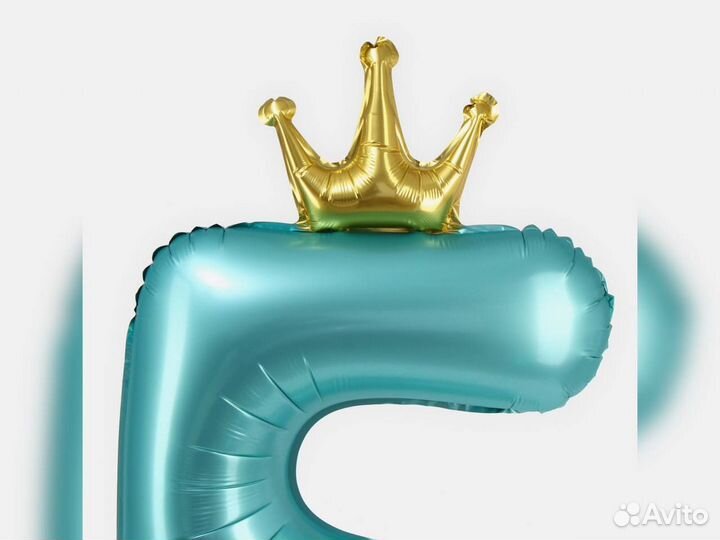 Шар фольгированный голубой цифра 5