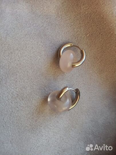 Серьги с натуральным кварцем