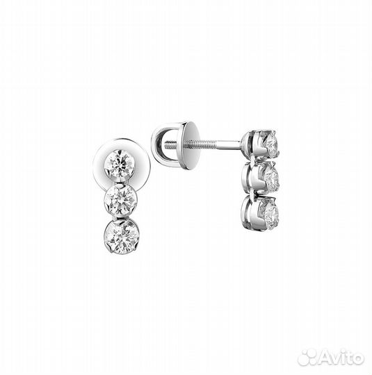 Серьги No name 0,95 ct G/VS White Gold Round Diamo