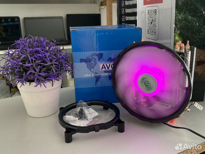 Башенный куллер для процессора AVC 4 трубки RGB