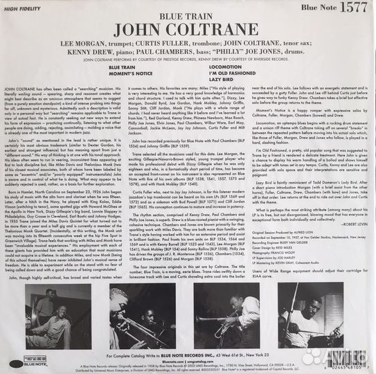 John Coltrane Analogue productions Tone Poet