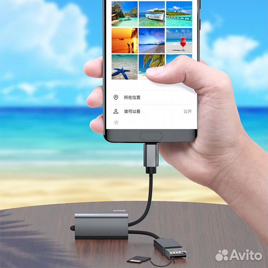 Кардридер Baseus Type-C - USB для microSD