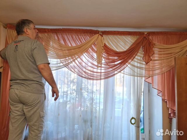 Шторы с ламбрекеном бу. Тюль не входит в компл