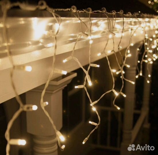 Гирлянда уличная бахрома Установка Монтаж