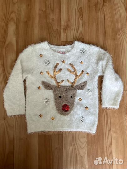 Свитер детский новогодний с оленем 2-3 года