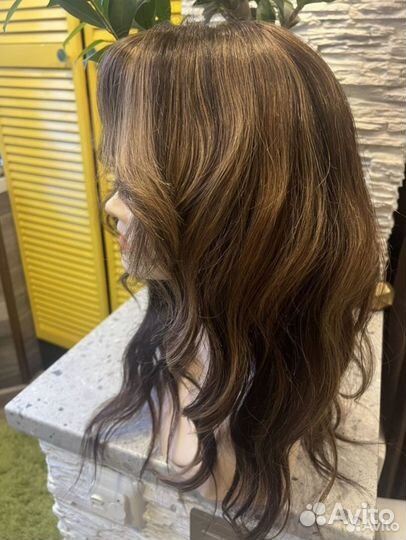 Парик из натуральных волос с имитацией кожи головы