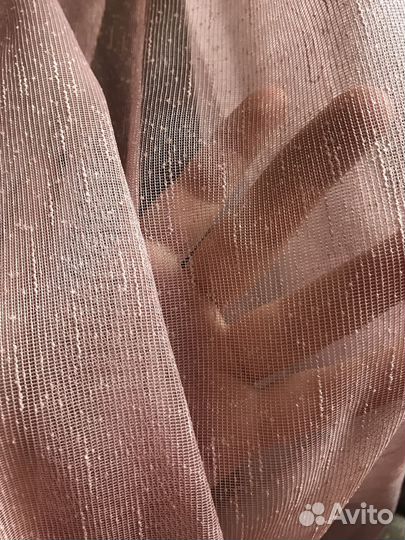 Готовый тюль лён дождик пудровый 3/4/5м
