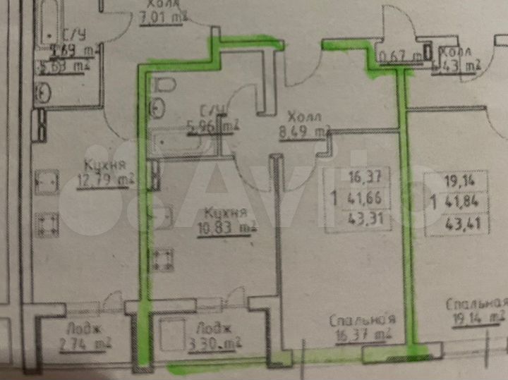 1-к. квартира, 43,3 м², 2/25 эт.