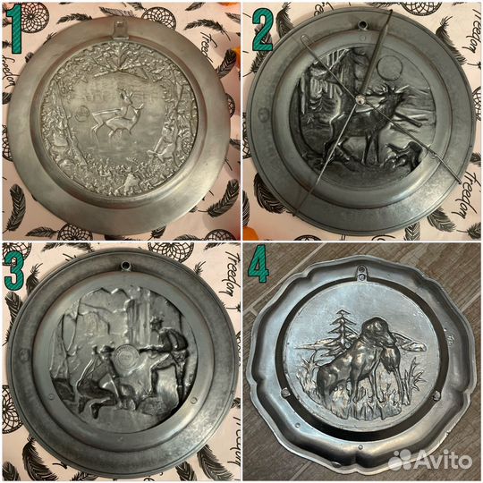 Тарелка олово настенная охота Германия