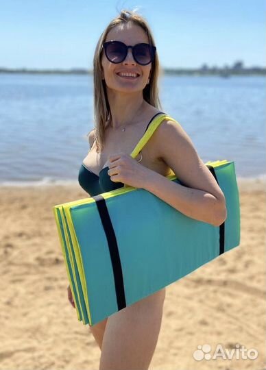 Пляжный коврик влагостойкий лавандовый с ручками