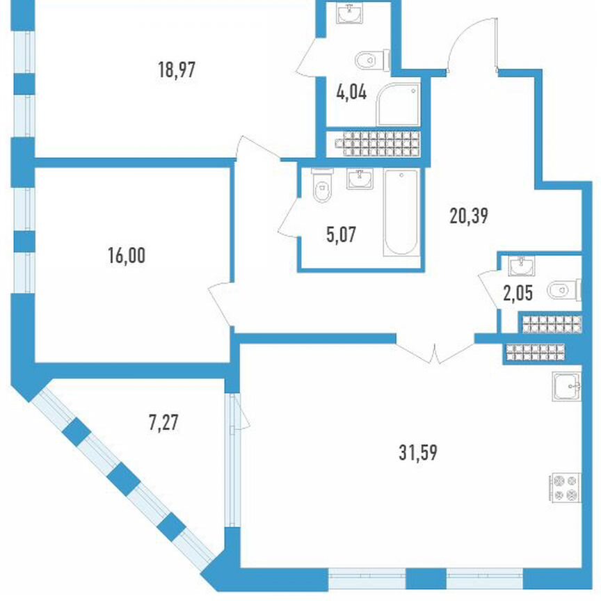 2-к. квартира, 100 м², 17/23 эт.