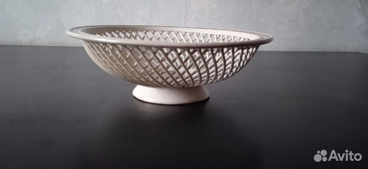 Сухарница фаянс старейшая плетёнка клеймо Кузнецов