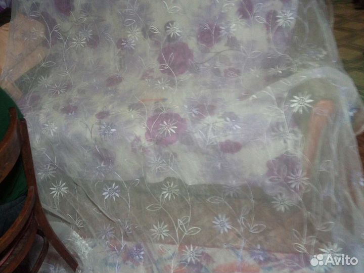 Тюль с вышивкой