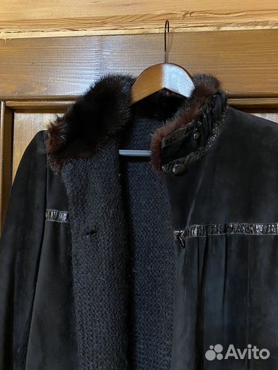 Замшевое пальто 48