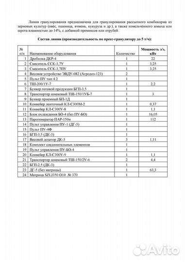 Линия производства гранулированного комбикорма