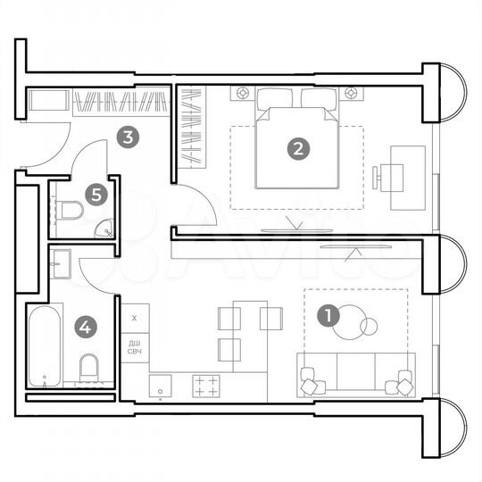 2-к. апартаменты, 49,5 м², 24/29 эт.