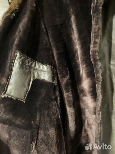 Мужская Кожаная Дубленка с натуральным мехом
