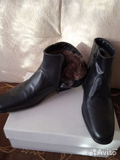 Полусапожки кожаные, зимние мужские(подростковые)
