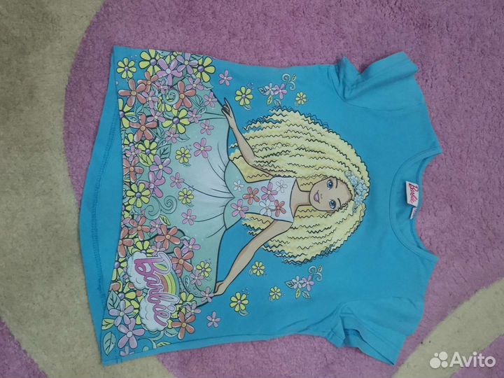 Футболки детские Барби 104 размер розовая и синяя