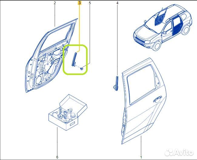 Направляющая стекла двери задняя правая Renault