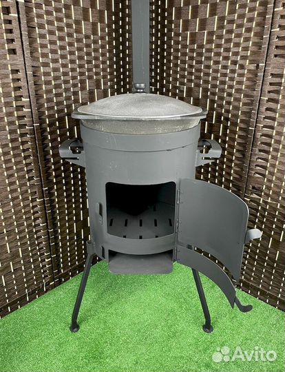 Казан + печь с трубой и зольником