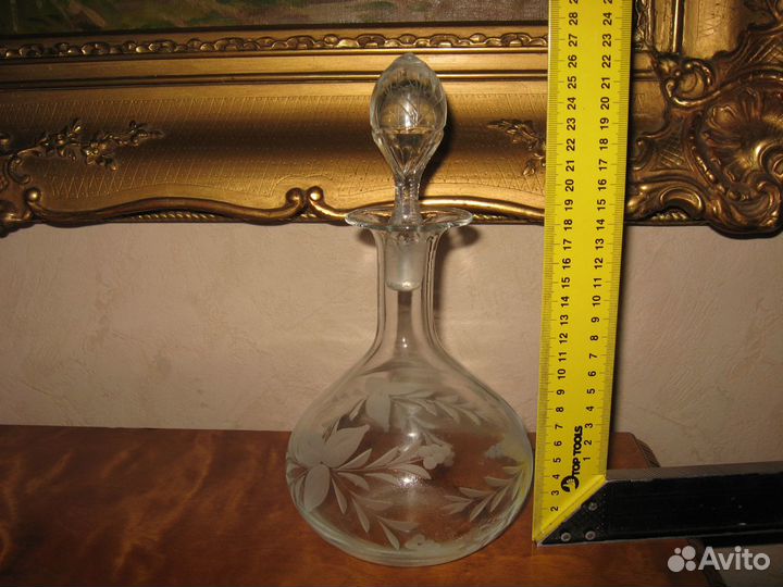 Антикварный графин ручная гравировка начало 20 век