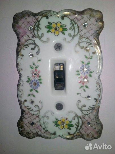 Винтажные фарфоровые рамки под выключатель,Япония