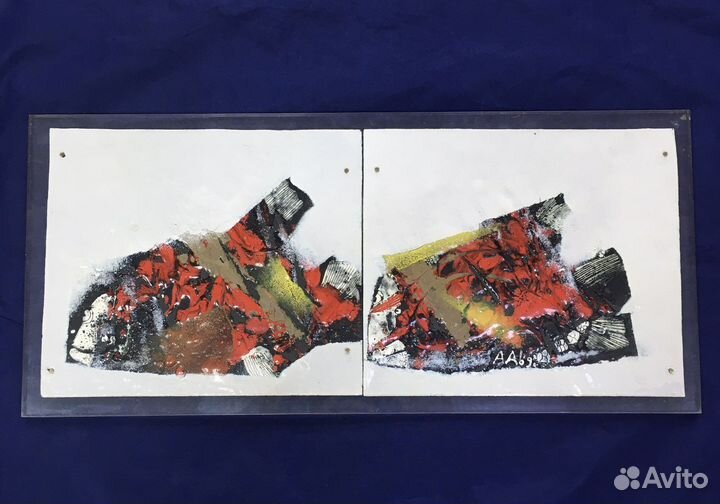 Картина Рыбы горячая эмаль на меди. А.Авдеев