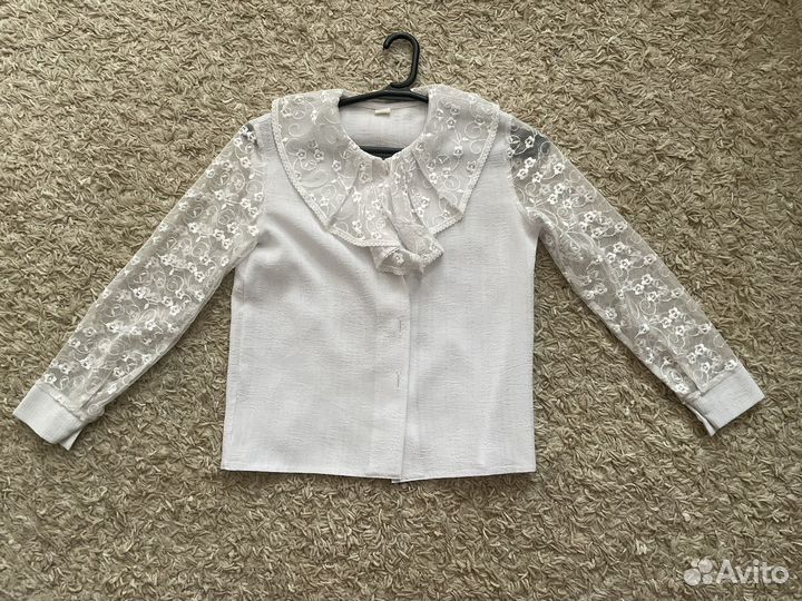 Белая рубашка для девочки 128