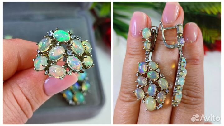 Комплект с эфиопскими опалами 14,31ct, s925