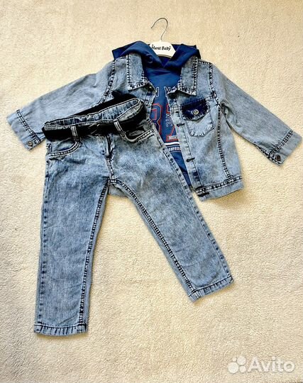 Джинсовый костюм на мальчика 1, 2 года