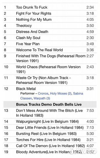 Holy Moses - Too Drunk To Fuck CD Germany