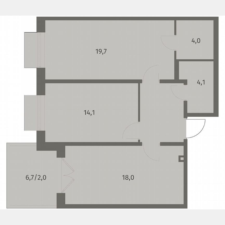 2-к. квартира, 68,7 м², 1/8 эт.
