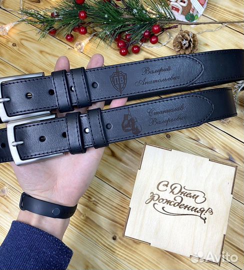 Ремень с гравировкой из отборной кожи