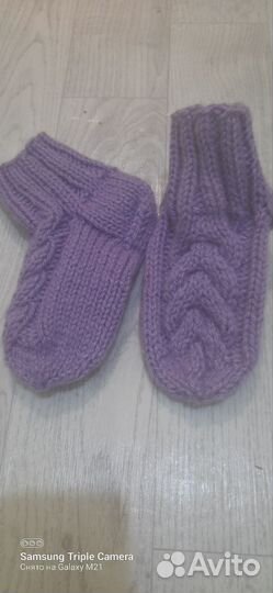 Носки ручной вязки шерстяные детские