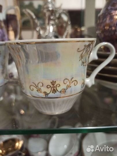 Чашка для чая перламутр золото