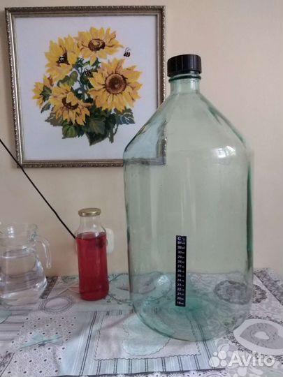 Бутылка стеклянная с термометром 20 л